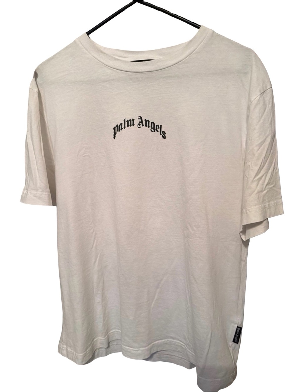 Palm Angels White Tee with Black Gothic Logo size medium 100% authentic
